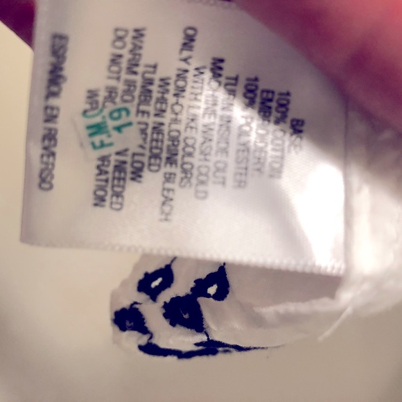 CHARTER CLUB- Navy Blue Embroidery on White Cotton Blouse. Size L - Picture 9 of 10